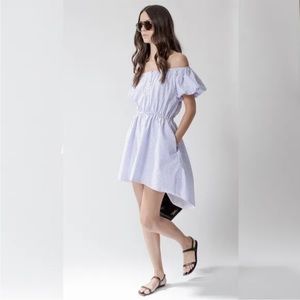 Caroline Constas Bardot striped flare dress
